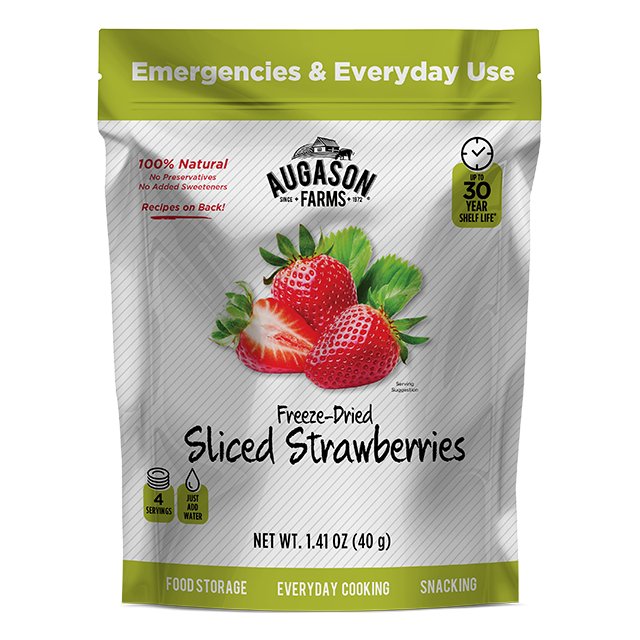 Freeze-Dried Sliced Strawberries Pouch - Augason Farms