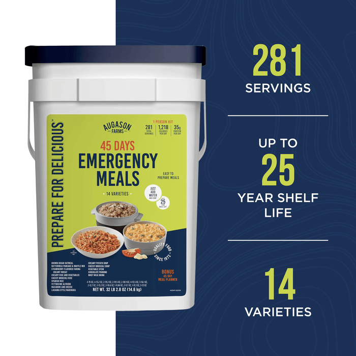 45 - Day 1 - Person Emergency Food Supply Kit, 281 Servings - Augason Farms