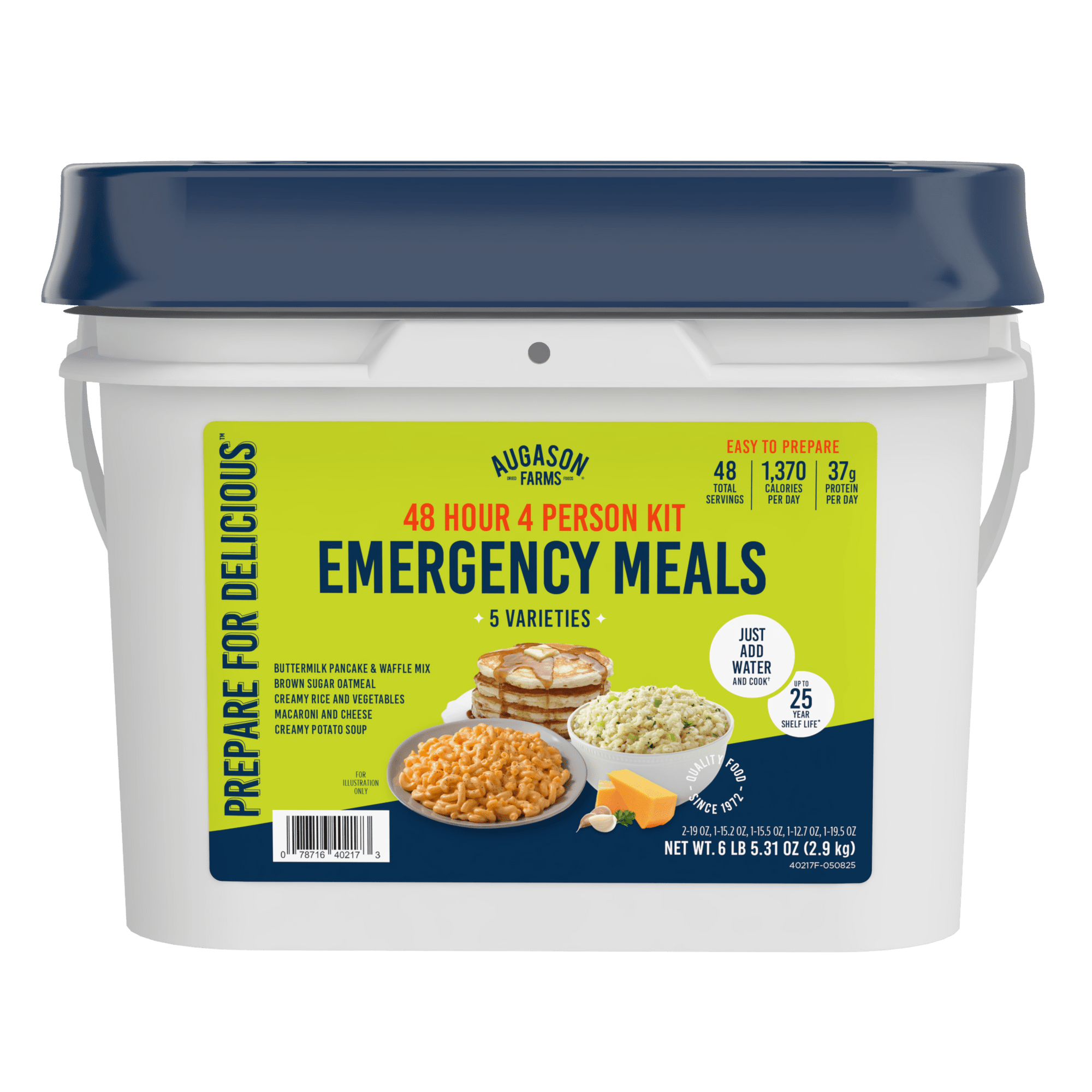 48-Hour 4-Person Emergency Food Supply Kit, 48 Servings, 1,370 Calories per Day - Augason Farms