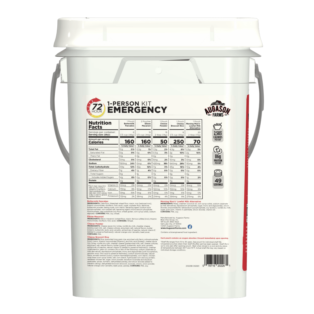 72 - Hour 1 - Person Emergency Food Supply with Gear, 49 Servings - Augason Farms