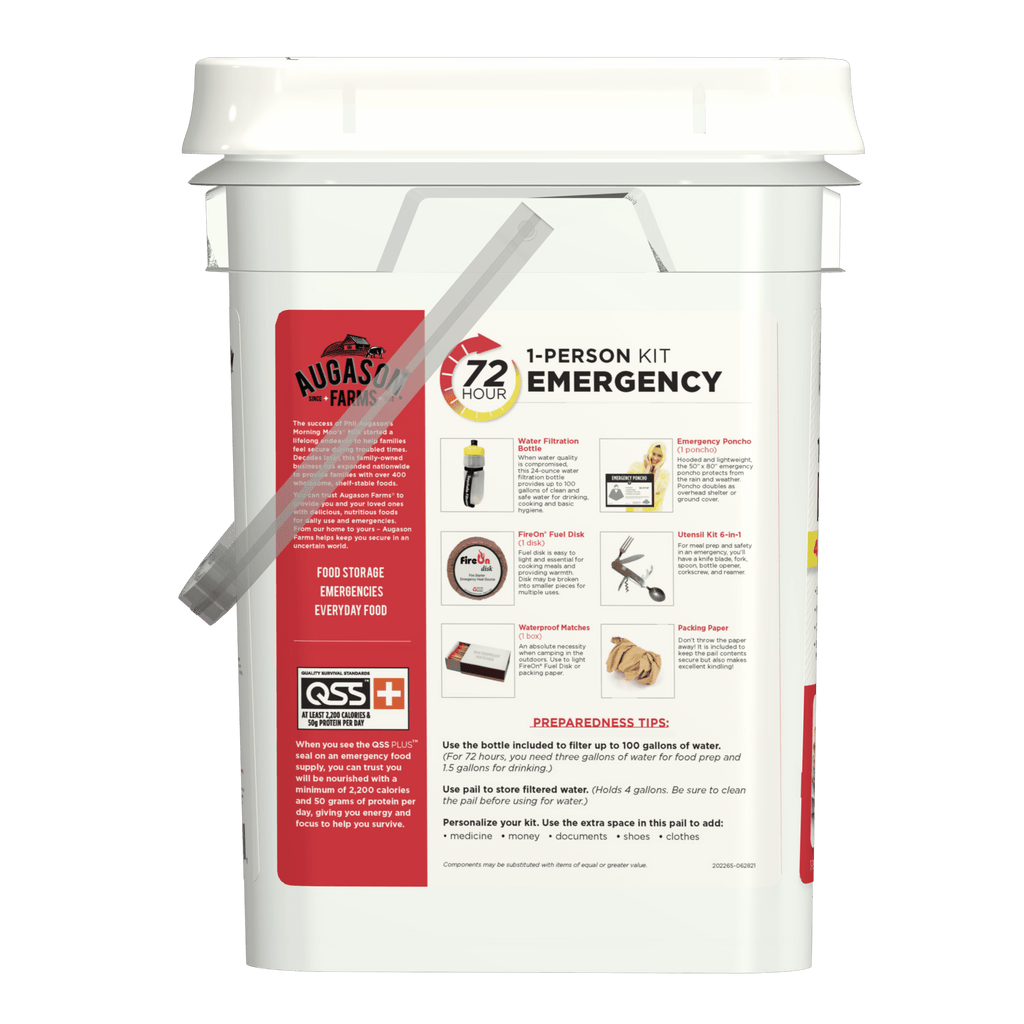 72 - Hour 1 - Person Emergency Food Supply with Gear, 49 Servings - Augason Farms