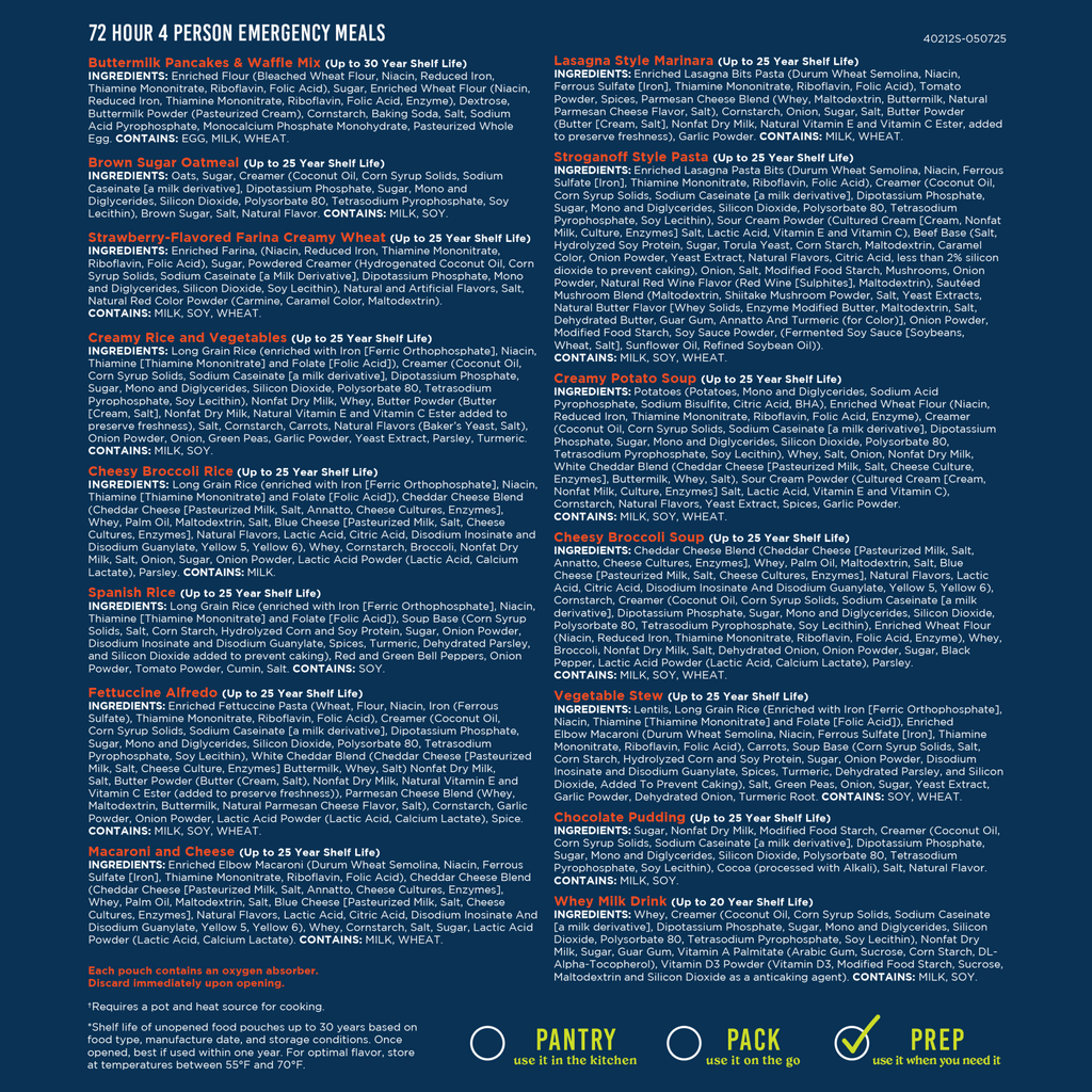 72 - Hour 4 - person Emergency Food Supply Kit, 119 Servings - Augason Farms