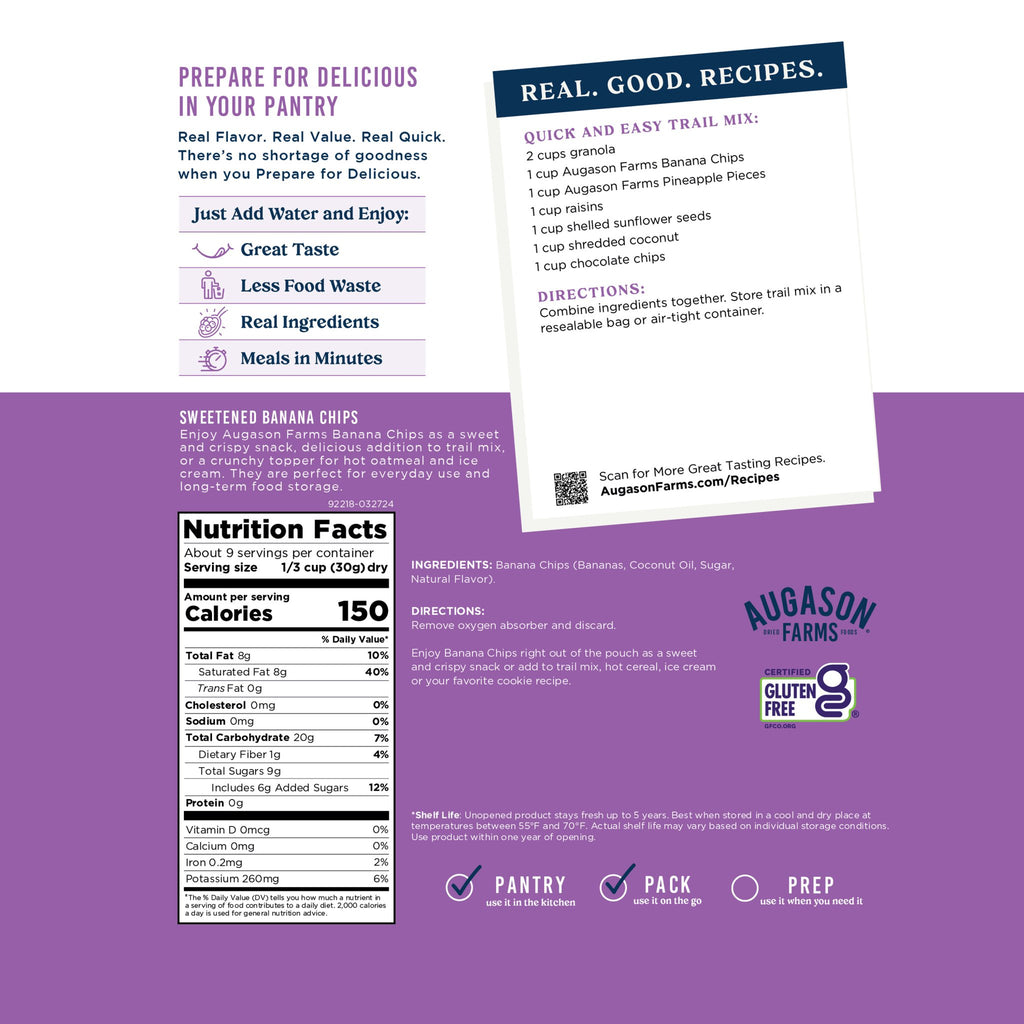 Banana Chips Pouch - Augason Farms