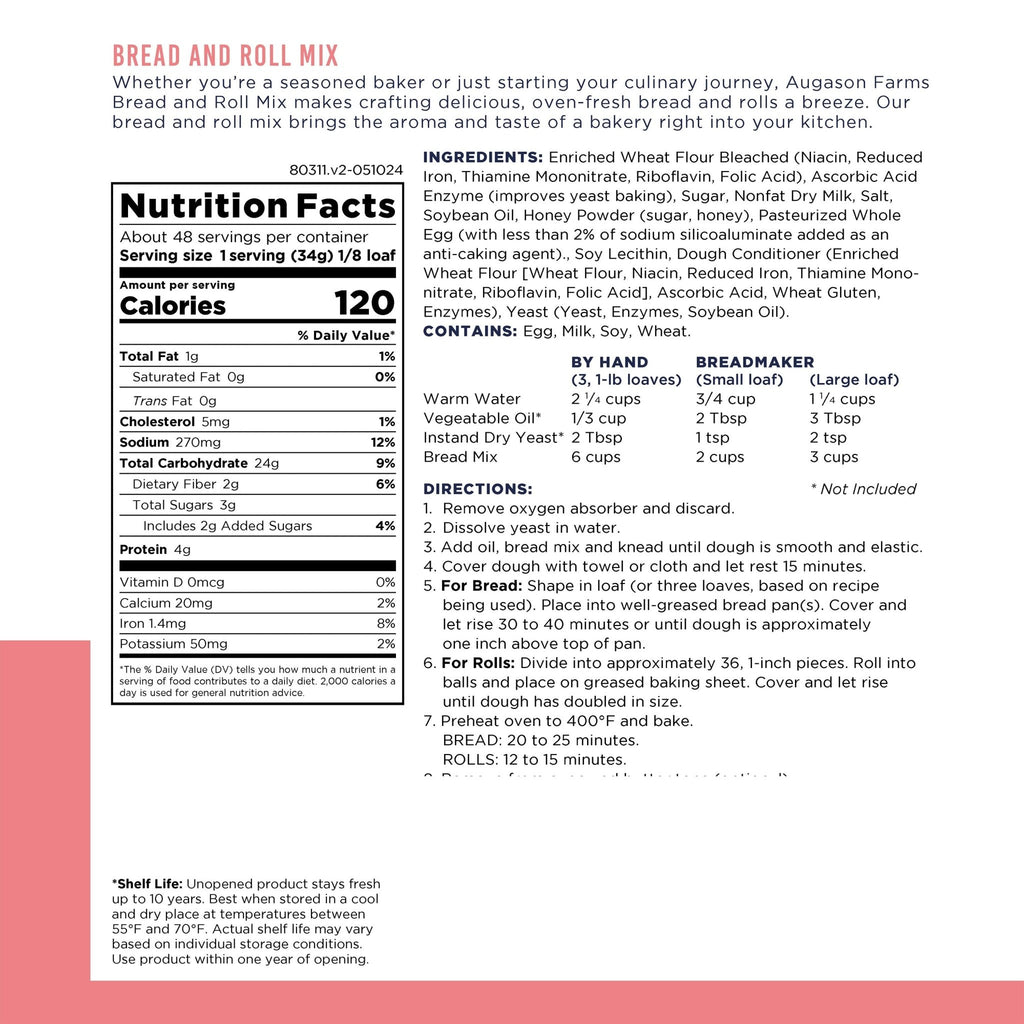 Bread and Roll Mix Can, 48 Servings - Augason Farms