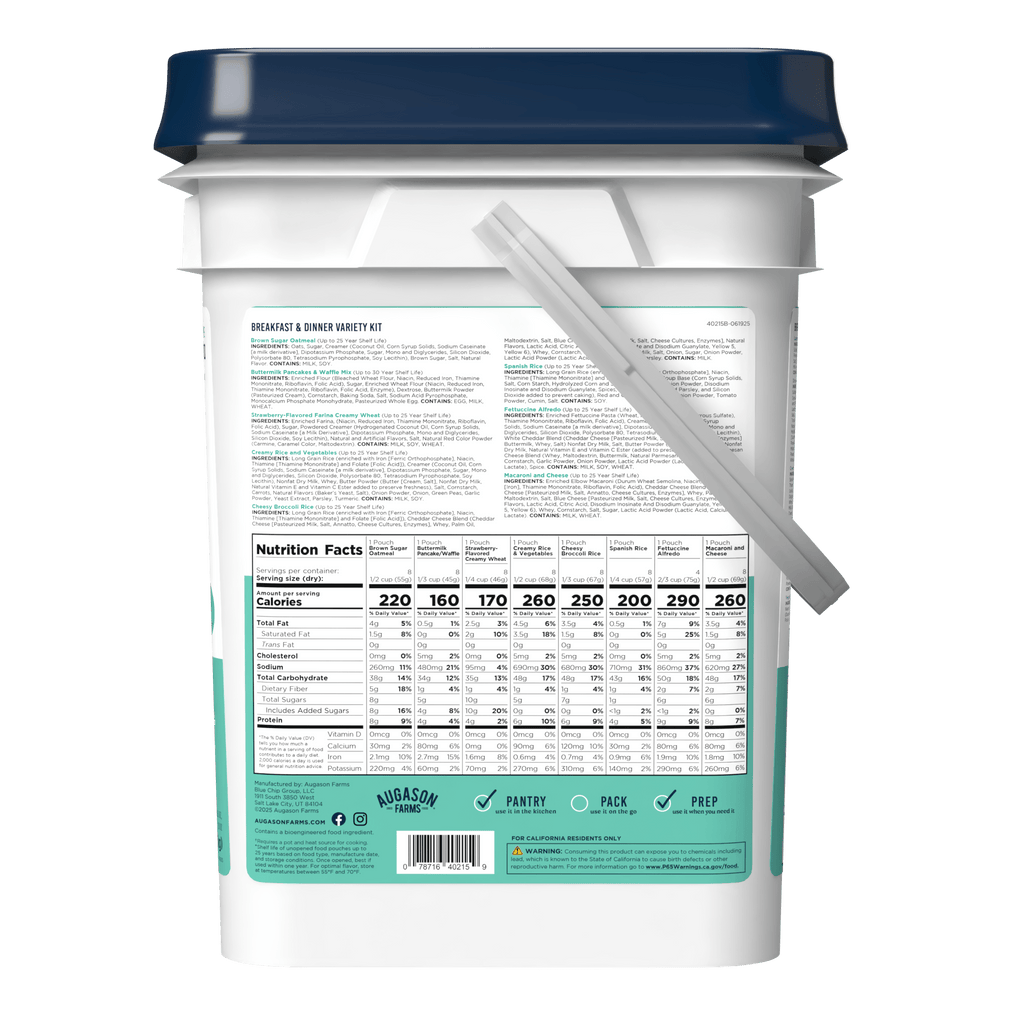 Breakfast and Dinner Variety Kit, 119 Servings - Augason Farms