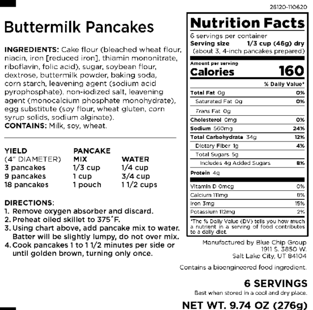 Buttermilk Pancake Pouch, 6 Servings - Augason Farms