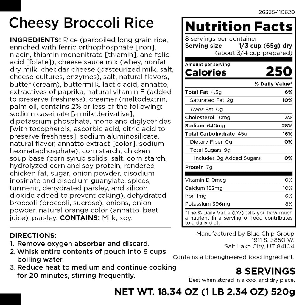 Cheesy Broccoli Rice, 8 Servings - Augason Farms
