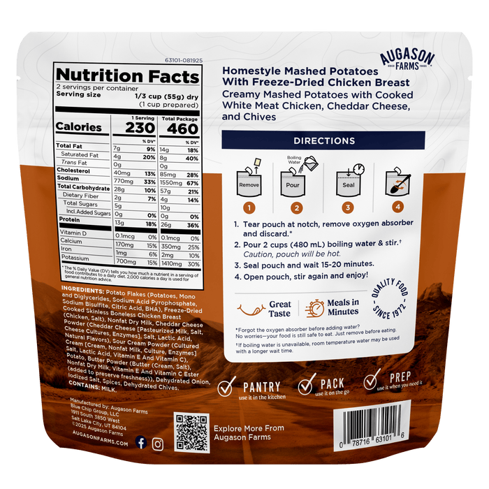 Cook in Pouch Meal Variety Pack, 10 Servings, 5 Pouches - Augason Farms