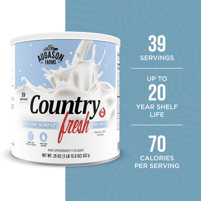 Country Fresh Instant Nonfat Dry Milk Can, 39 Servings - Augason Farms