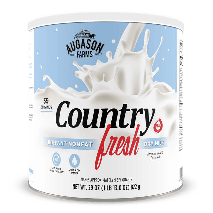 Country Fresh Instant Nonfat Dry Milk Can, 39 Servings - Augason Farms