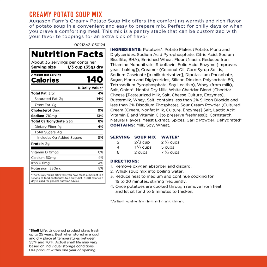 Creamy Potato Soup Mix - Augason Farms