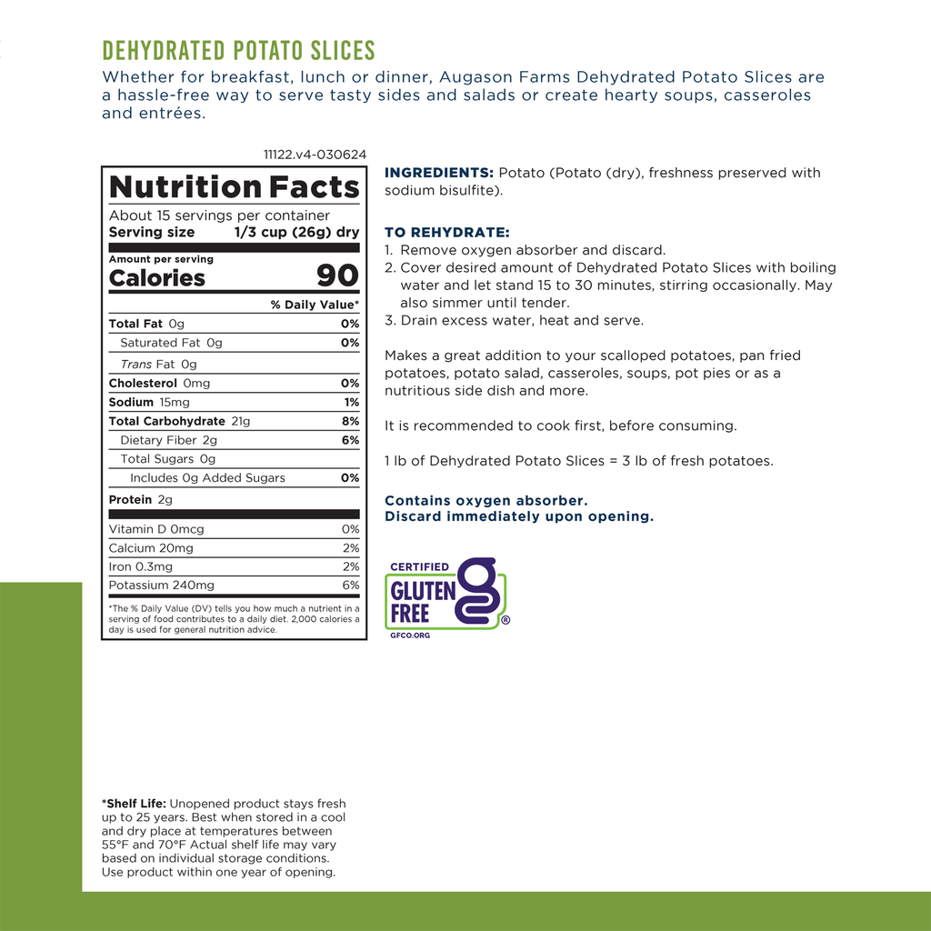 Dehydrated Potato Slices Can - Augason Farms