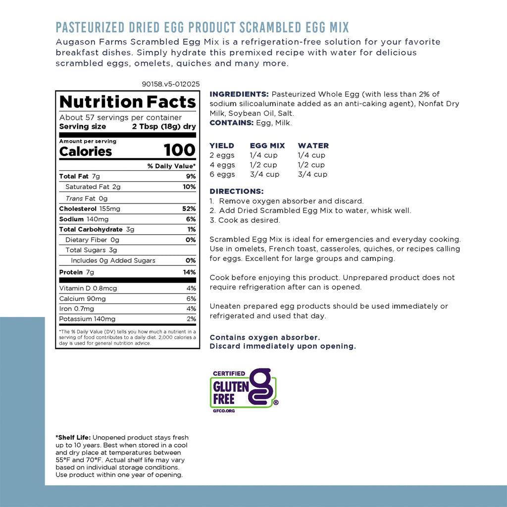Dried Scrambled Egg Mix Can - Augason Farms