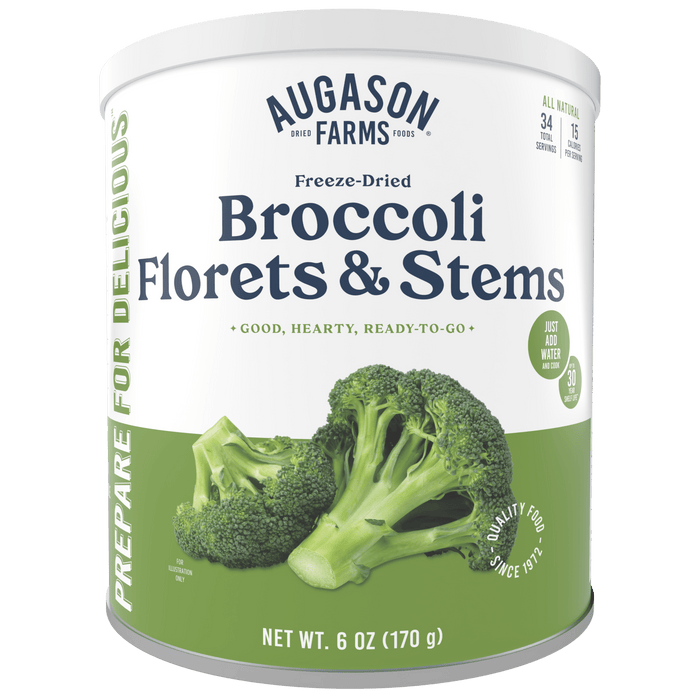 Freeze Dried Broccoli Florets and Stems Can, 34 Servings - Augason Farms