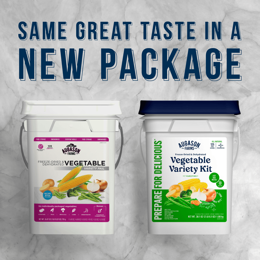 Freeze Dried & Dehydrated Vegetable Variety Kit, 125 Servings - Augason Farms