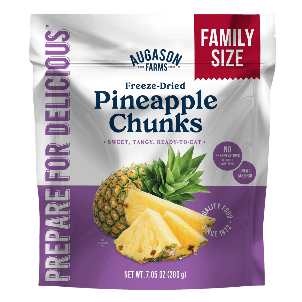 Freeze Dried Pineapple Pieces Family Size Pouch, 20 Servings - Augason Farms