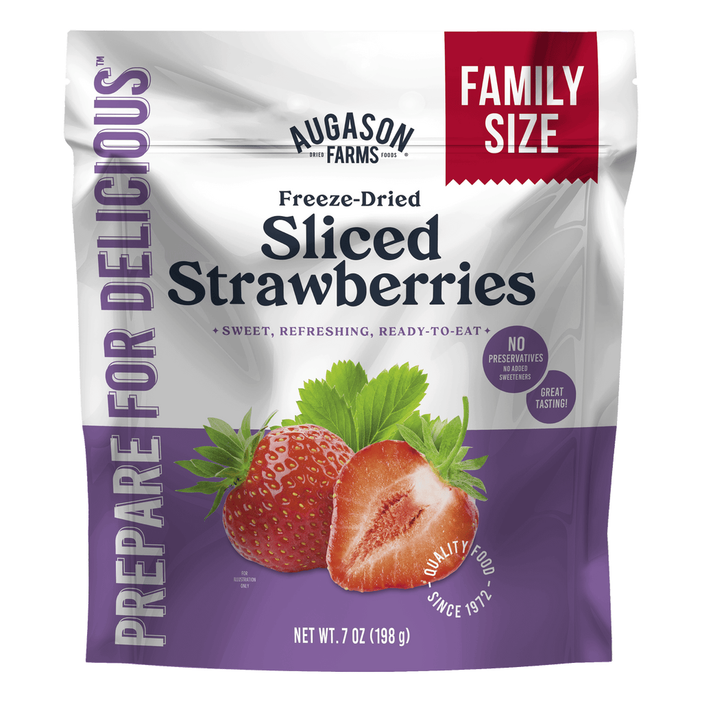 Freeze Dried Sliced Strawberries Family Size Pouch, 20 Servings - Augason Farms
