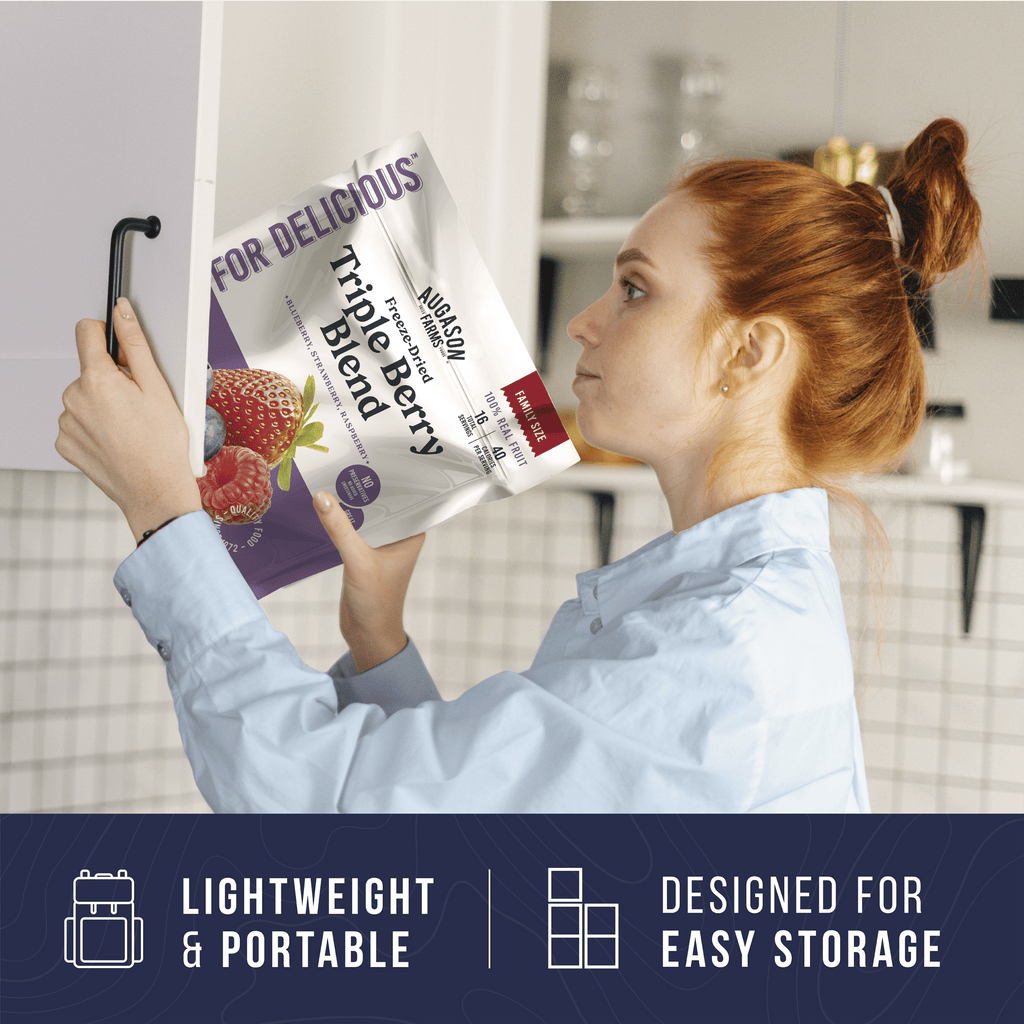 Freeze Dried Triple Berry Blend Family Size Pouch, 16 Servings - Augason Farms