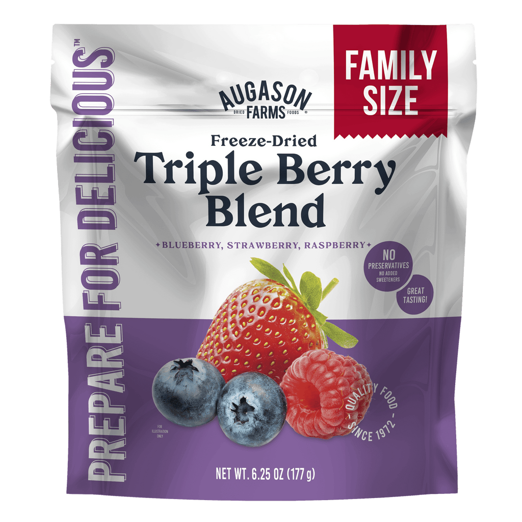 Freeze Dried Triple Berry Blend Family Size Pouch, 16 Servings - Augason Farms