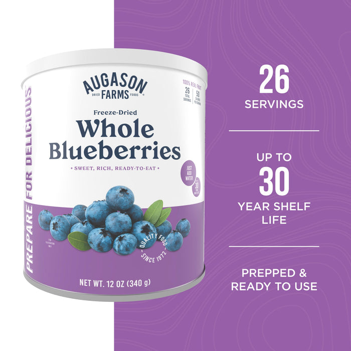 Freeze Dried Whole Blueberries Can, 26 Servings - Augason Farms