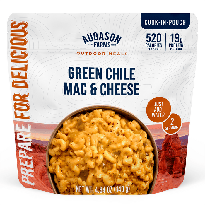 Green Chile Mac & Cheese, Cook in Pouch, Outdoor Meals, 2 Servings - Augason Farms