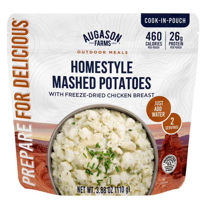 Homestyle Mashed Potatoes with Chicken, Cook in Pouch, Outdoor Meals, 2 Servings - Augason Farms