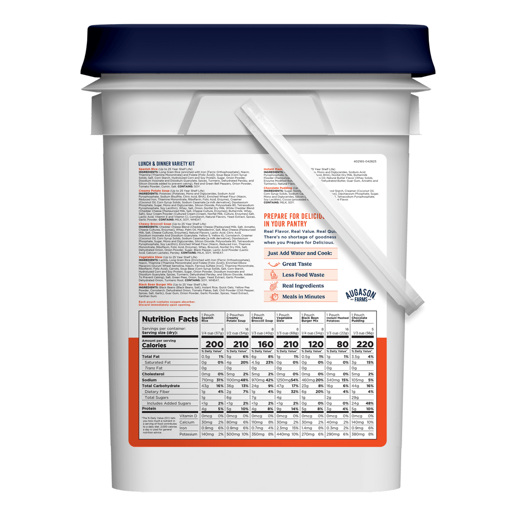 Lunch and Dinner Variety Pail, 122 Servings - Augason Farms