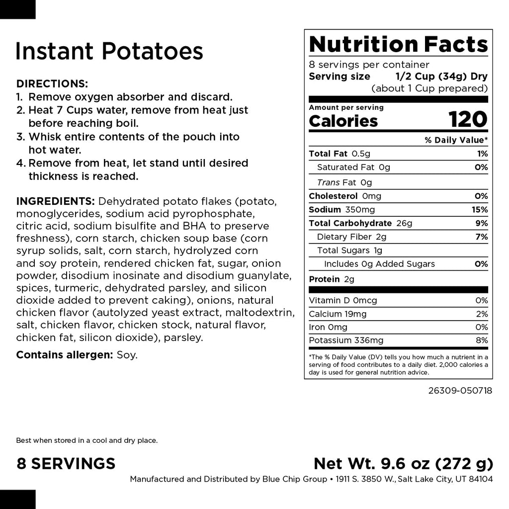 Mashed Potato Pouch, 8 Servings - Augason Farms