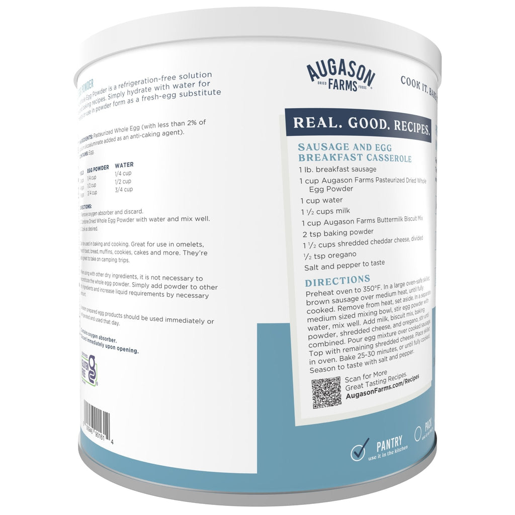 Pasteurized Dried Whole Egg Powder Can, 85 Servings - Augason Farms