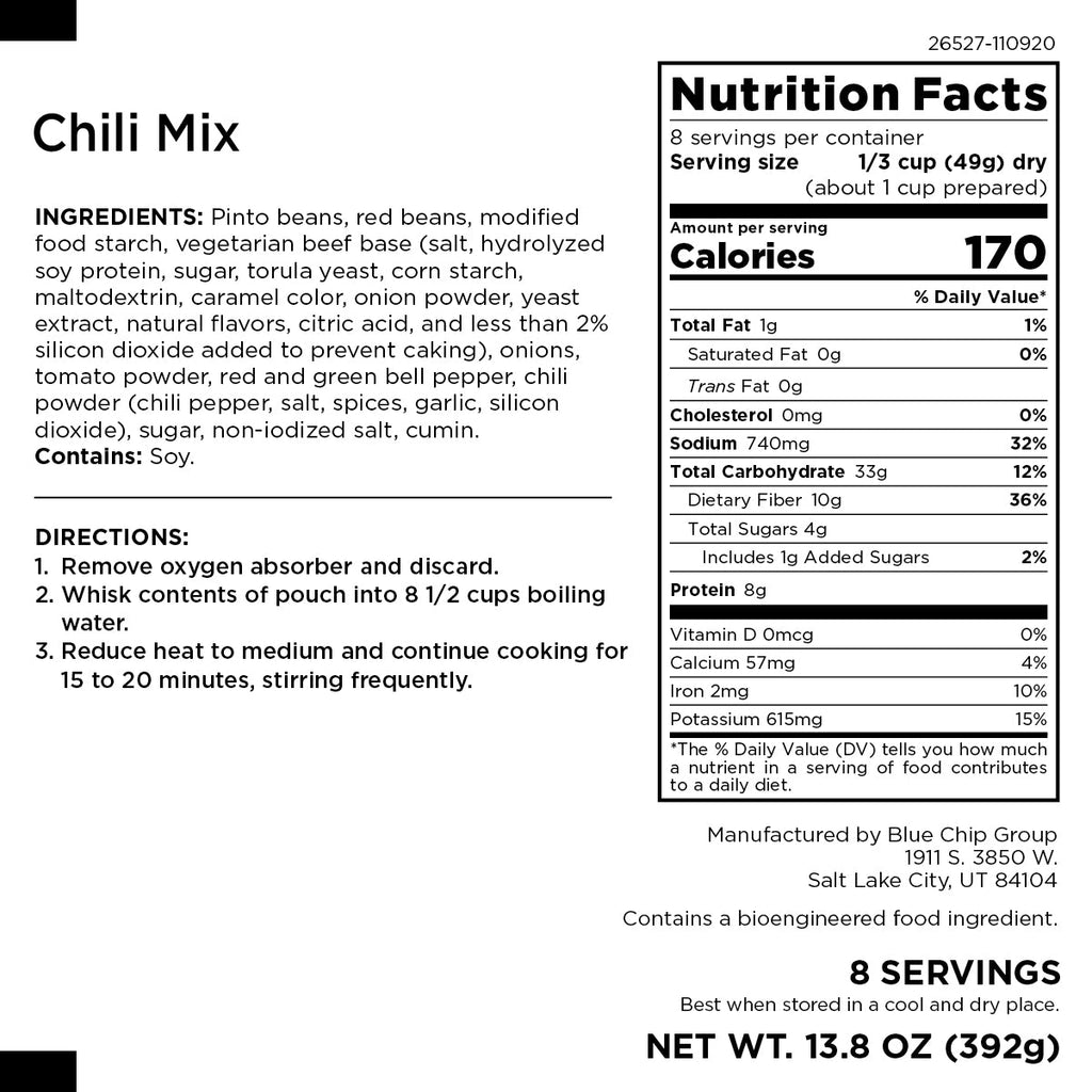 Southwest Chili Mix, 8 Servings - Augason Farms