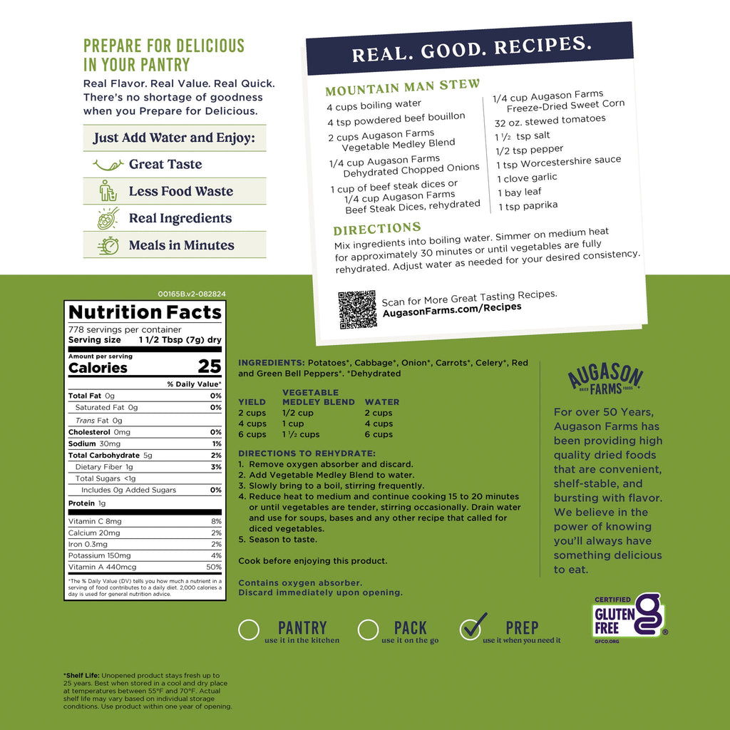 Vegetable Medley Blend Pail - Augason Farms