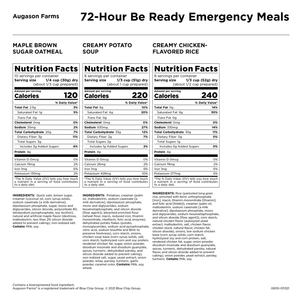72-Hour 1-Person BE READY Emergency Food Supply - Augason Farms