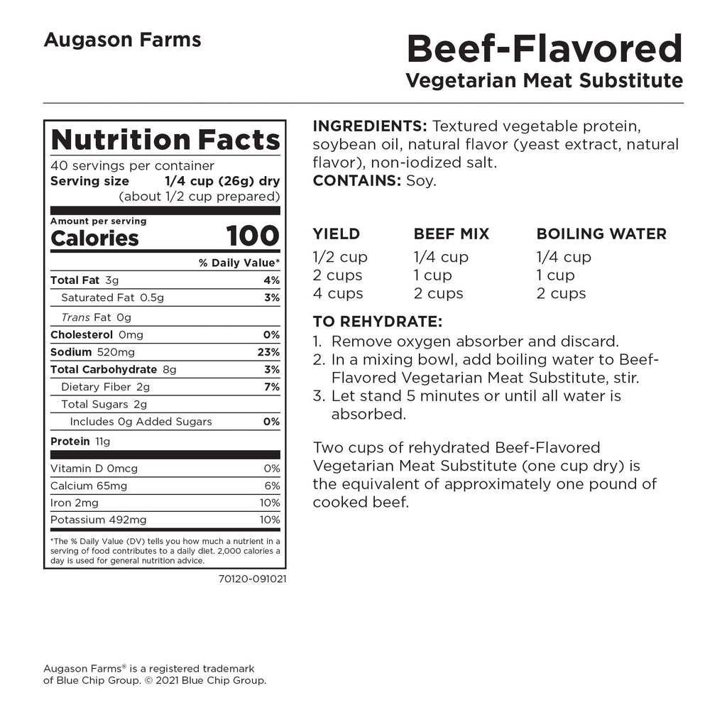Beef-Flavored Vegetarian Meat Substitute - Augason Farms