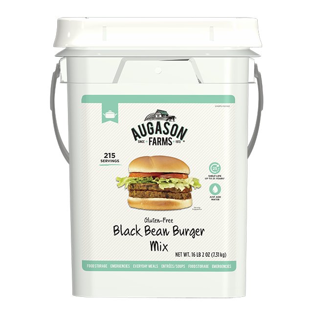 Black Bean Burger Mix Pail - Augason Farms