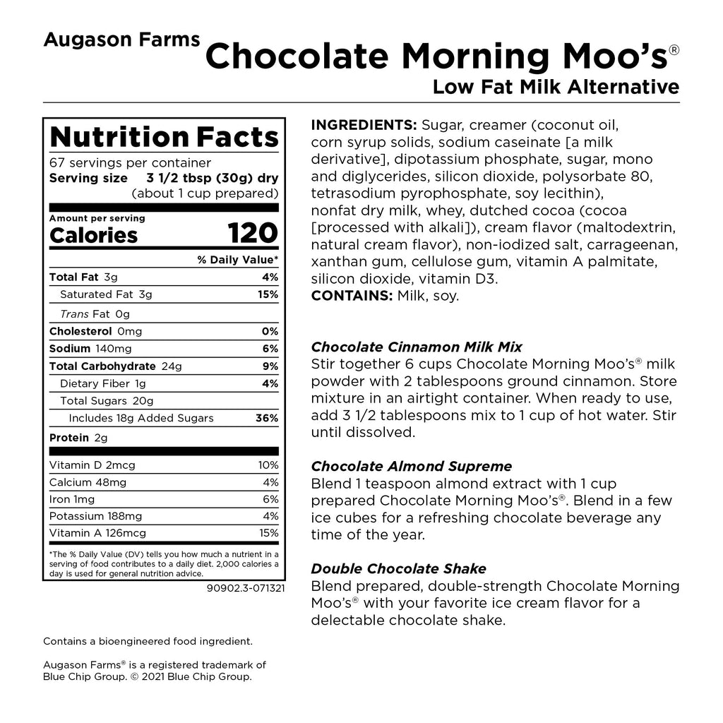 Chocolate Morning Moo’s Lowfat Milk Alternative - Augason Farms