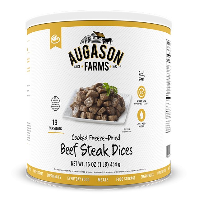Freeze-Dried Beef Steak Dices (100% Real Meat) - Augason Farms